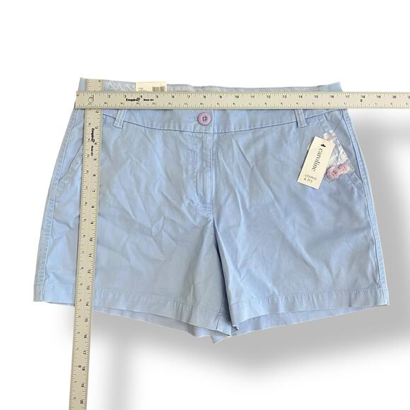 Crown & Ivy NWT Caroline Cotton Blend Shorts Womens Size 12P Blue - Picture 4 of 10